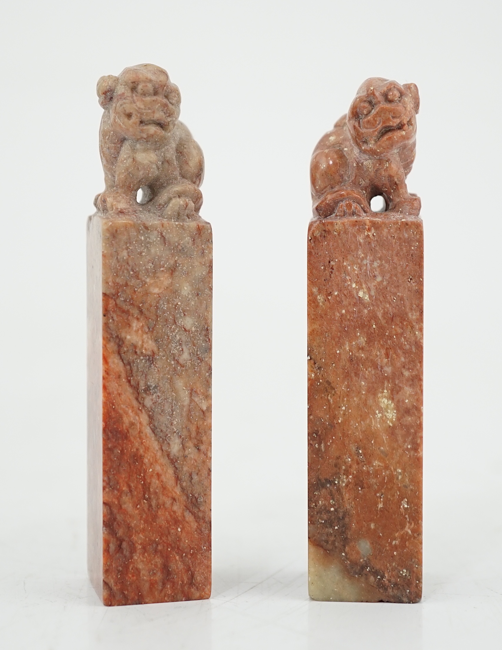 A group of nine Chinese soapstone literati seals, and a similar example in agate